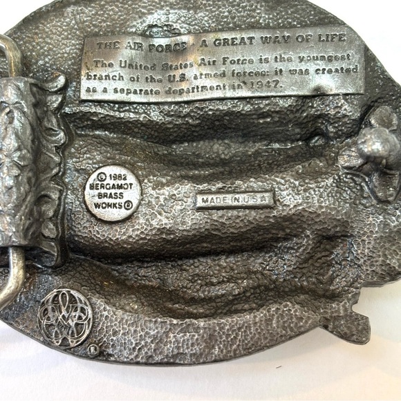 Vintage 1982 Bergamot Brass Works U.S. Air Force 3D Pewter Belt Buckle Patriotic - Picture 5 of 7